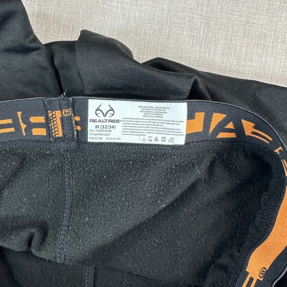 Realtree Base Layer Pants Mens M 32 34 Black Hunting Thermal Performance